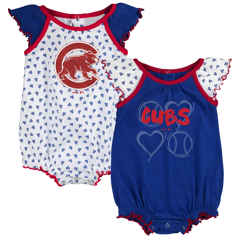 Cubs Baby Girl Hearts Duo Bodysuit Set