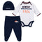Newest Broncos Fan Baby Boy Bodysuit, Footed Pant & Cap Set