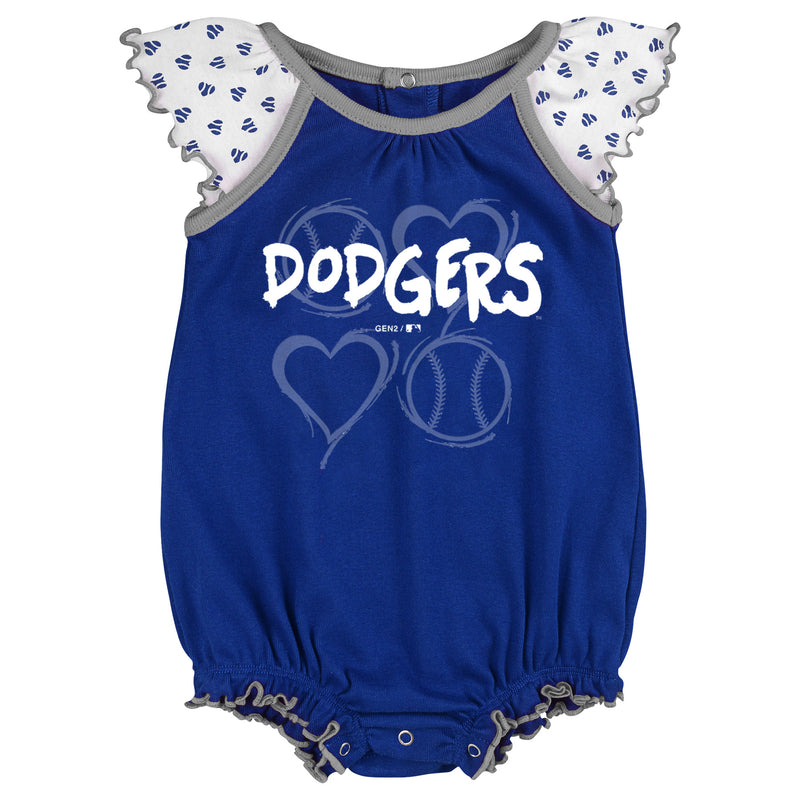 Dodgers Baby Girl Hearts Duo Bodysuit Set