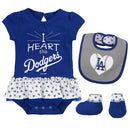 Baby Girl I Heart The Dodgers Skirted Bodysuit Set