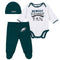 Newest Eagles Fan Baby Boy Bodysuit, Footed Pant & Cap Set