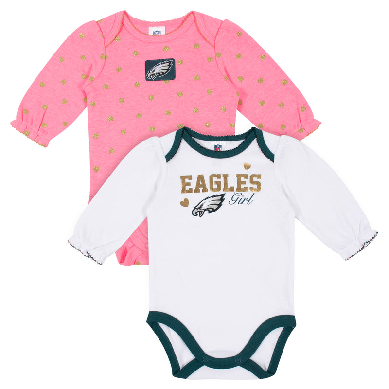 Philadelphia Eagles Baby Girl Long Sleeve Bodysuits