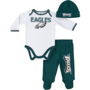 Eagles Baby Boy Onesie, Footed Pant & Cap Set