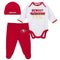 Newest 49ers Fan Baby Boy Bodysuit, Footed Pant & Cap Set