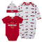49ers Baby Boy Bodysuit, Gown & Cap Set