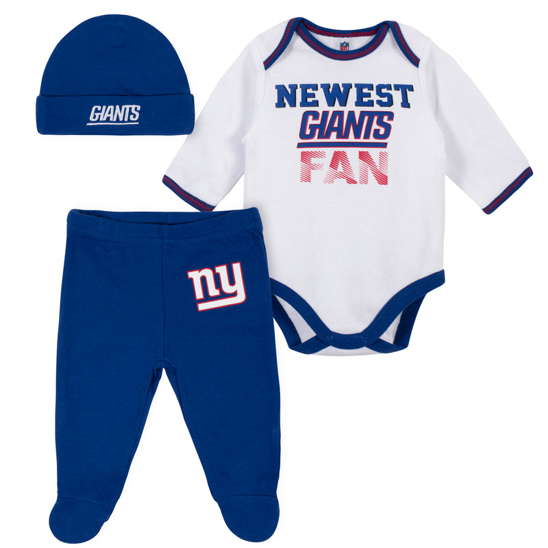 Newest Giants Fan Baby Boy Bodysuit, Footed Pant & Cap Set