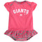 Giants Girl Pink Striped Bib, Bootie and Creeper Set