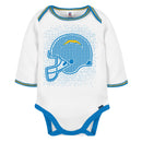 3-Piece Baby Boys Chargers Bodysuit, Footed Pant, & Cap Set