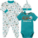 3-Piece Baby Boys Dolphins Bodysuit, Sleep 'N Play & Cap Set
