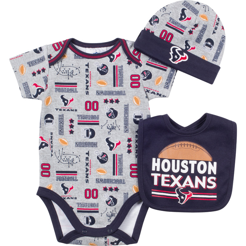  Baby Texans Fan Onesie, Cap and Bib