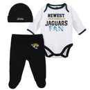 Newest Jaguars Fan Baby Boy Bodysuit, Footed Pant & Cap Set