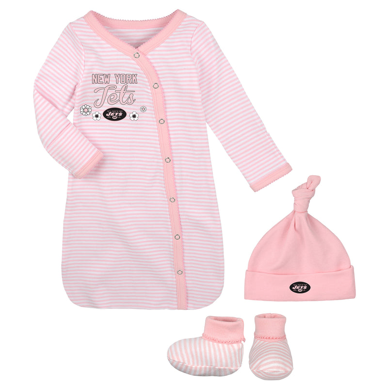 Jets Pink Newborn Gown, Cap, and Booties