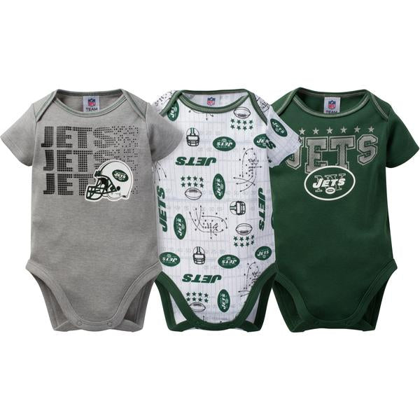 NY Jets Baby Boy 3-Pack Short Sleeve Bodysuits