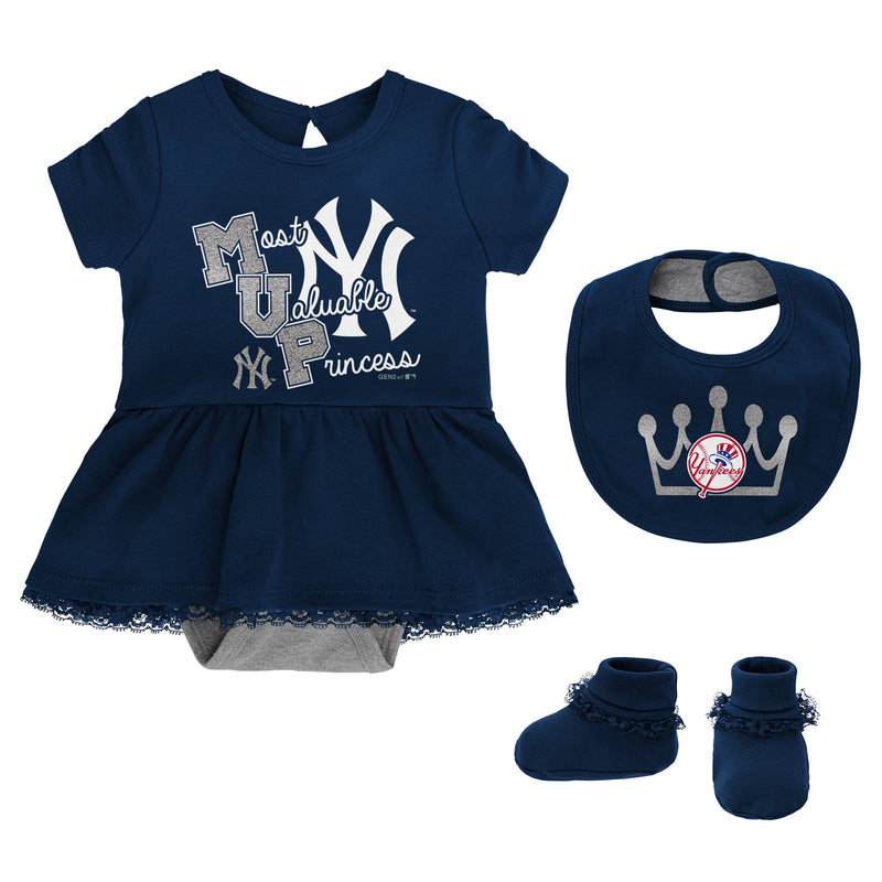 Yankees Girl MVP Dress, Bib and Booties