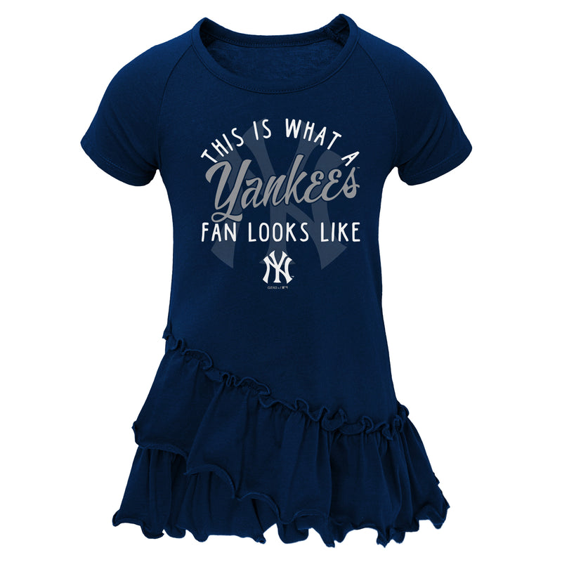 New York Yankees Girl Ruffled Tee Dress