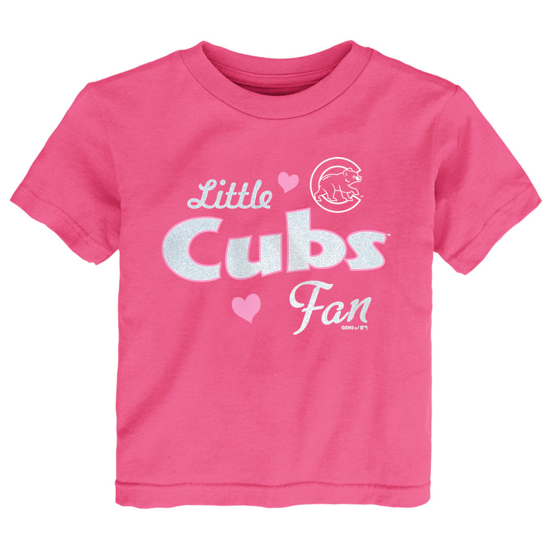 Pink Little Cubs Baseball Fan Tee