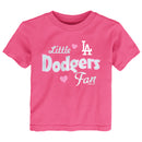 Pink Little Dodgers Baseball Fan Tee