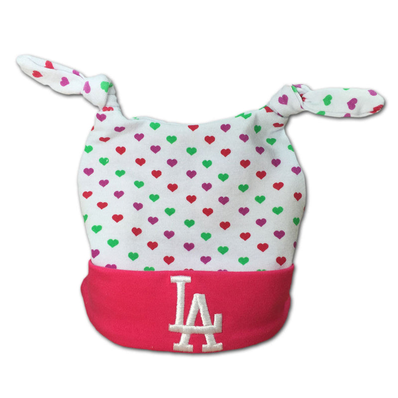 Pink I Love the Dodgers Baby Beanie