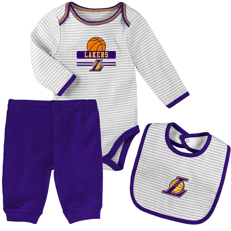 Baby Lakers Creeper, Bib and Pant Set