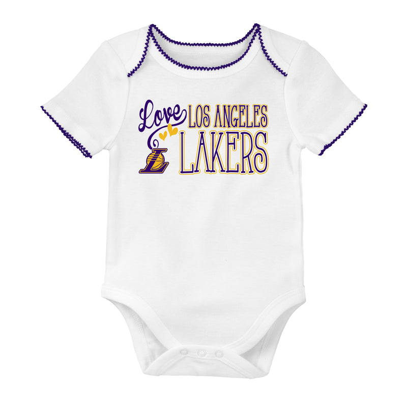 Lakers Baby Girl 3 Pack Short Sleeve Bodysuits