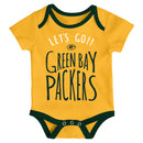 Packers Let's Go 3-Pack Bodysuit Set