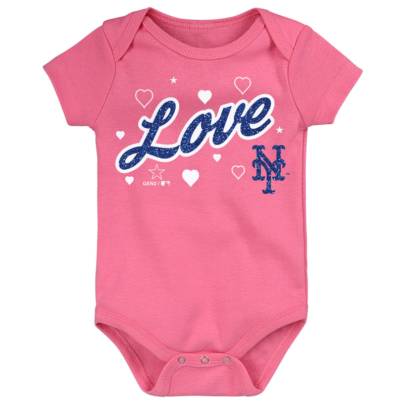 Mets Baby Girl Body Suits - Three Pack