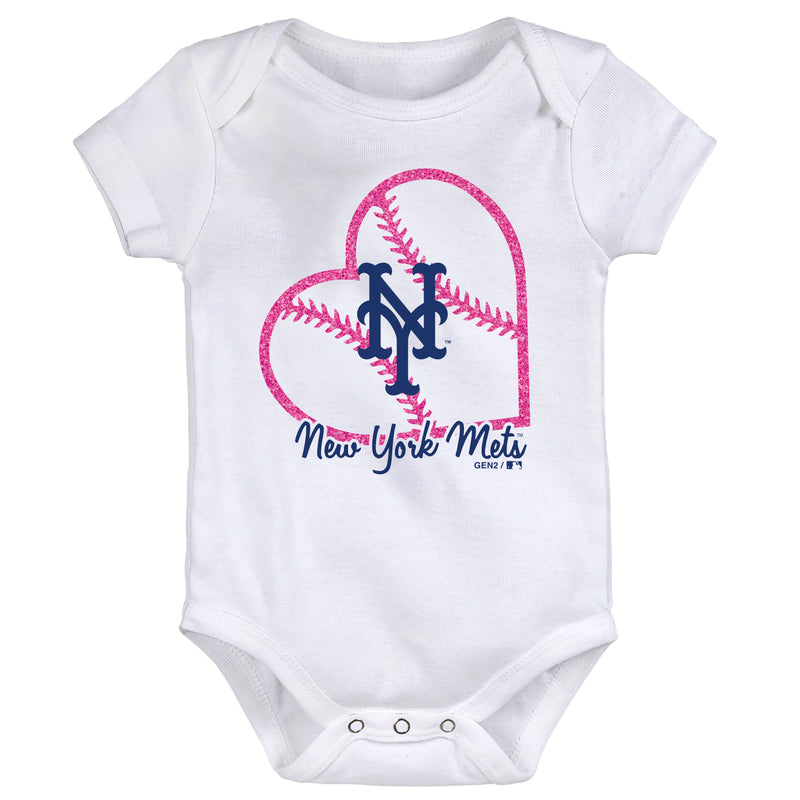 Mets Baby Girl Body Suits - Three Pack
