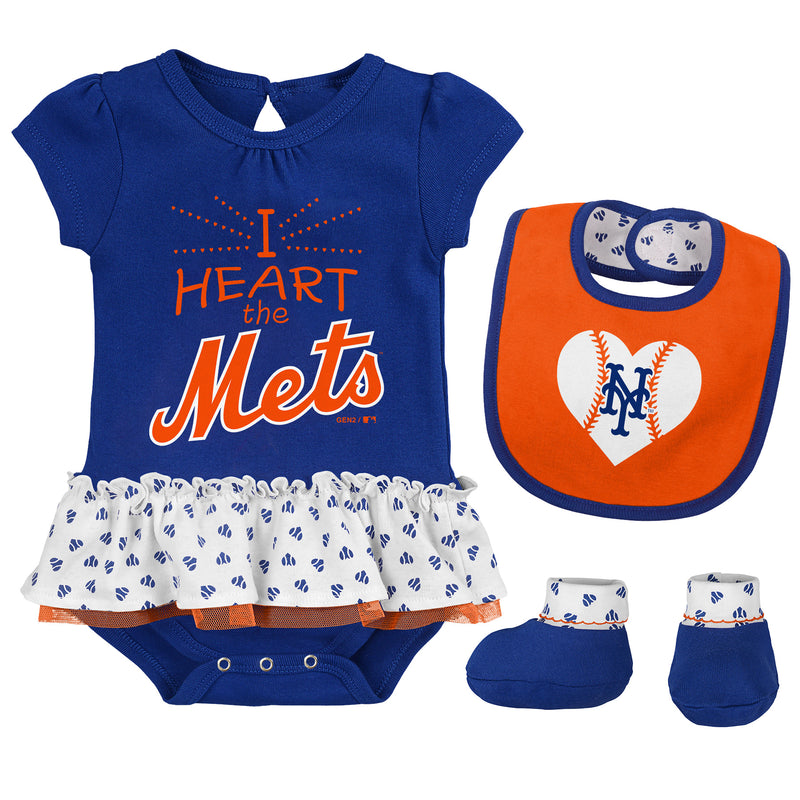 Baby Girl I Heart The Mets Skirted Bodysuit Set