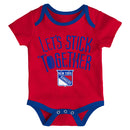 NY Rangers Let's Stick Together 3-Pack Bodysuit Set