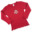 Ohio State Little Girl Long Sleeve Shirt with Ruffles