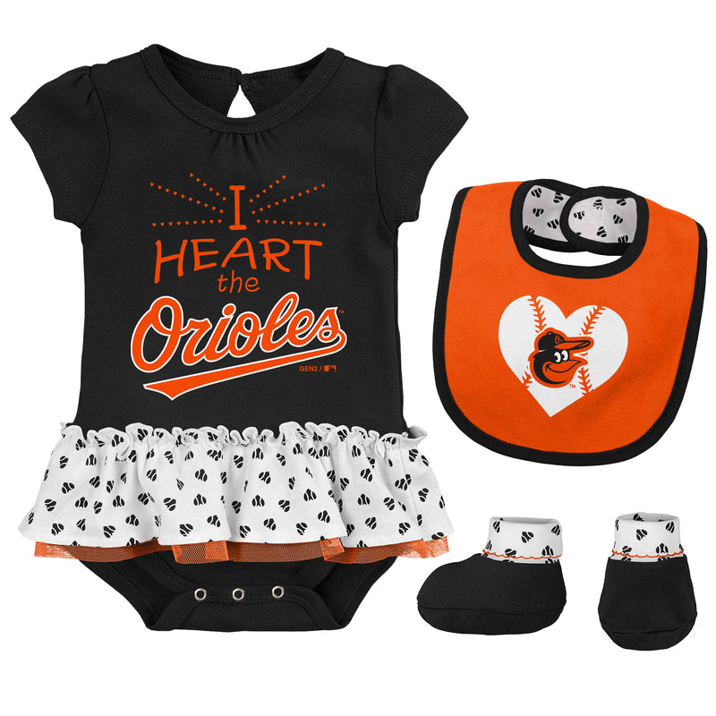 Baby Girl I Heart The Orioles Skirted Bodysuit Set