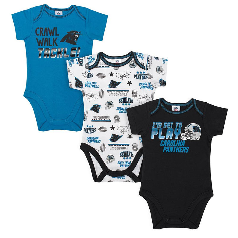 Panthers All Set To Play 3 Pack Short Sleeve Onesies Bodysuits
