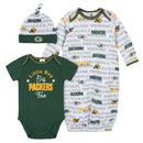 Packers Baby Boy Bodysuit, Gown & Cap Set