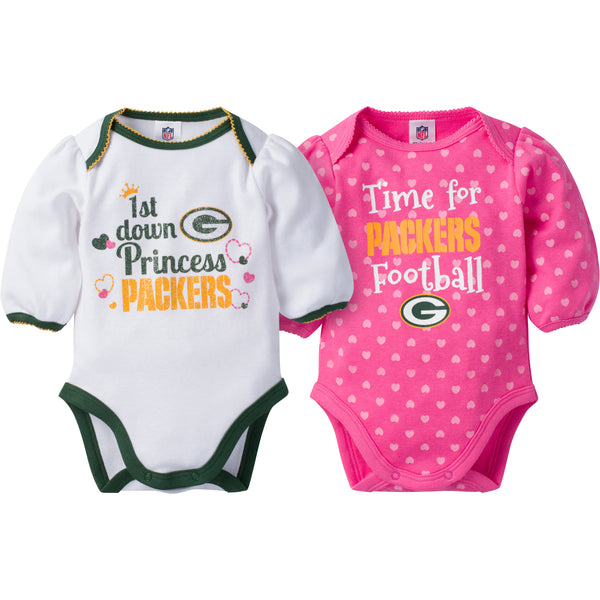 3-Pack Baby Girls Green Bay Packers Short Sleeve Bodysuits