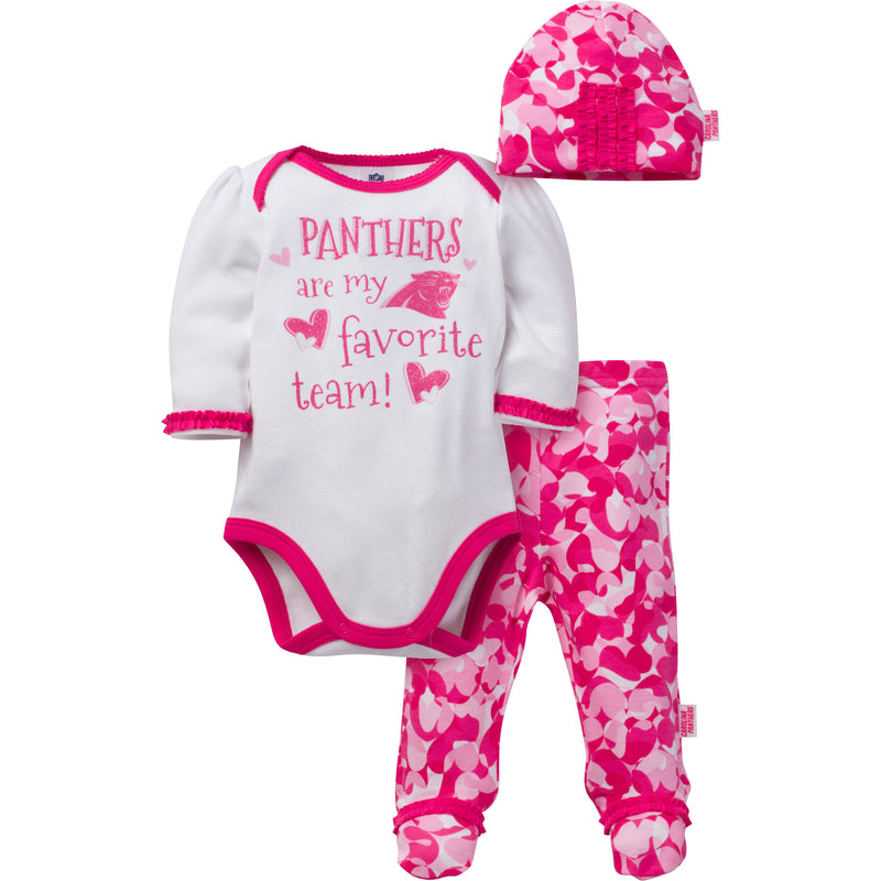 Panthers Baby Girl 3 Piece Outfit