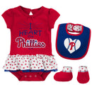 Baby Girl I Heart The Phillies Skirted Bodysuit Set