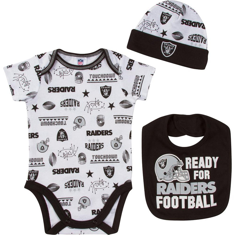 Raiders Baby Boy Bodysuit, Cap and Bib Set