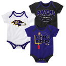 Ravens Little Kicker Onesie 3-Pack