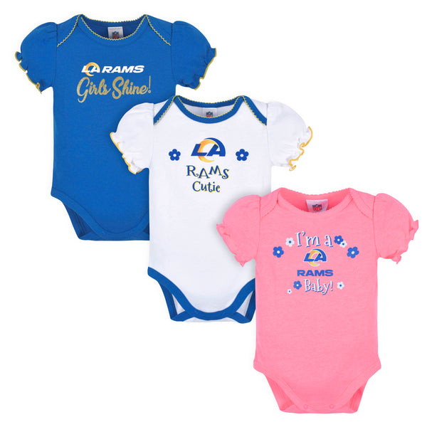 NFL Los Angeles Rams Baby Girls' Onesies 3pk Set - 0-3M