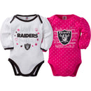 Raiders Infant Girls Long Sleeve 2 Pack Bodysuits