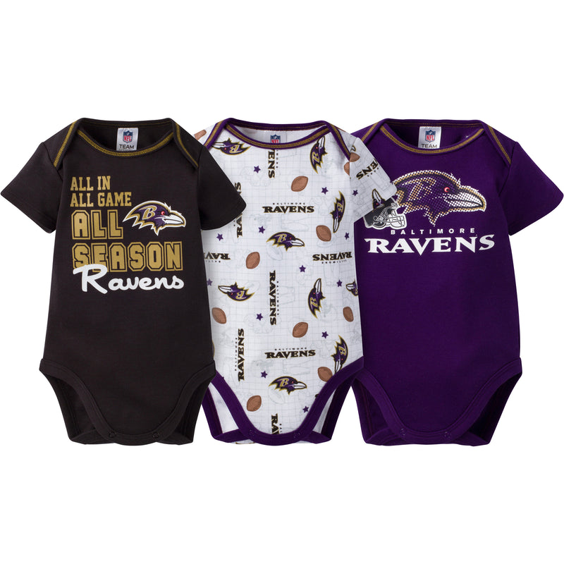 Ravens Infant 3-Pack Logo Onesies
