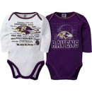 Ravens Infant Long Sleeve Logo Onesies-2 Pack
