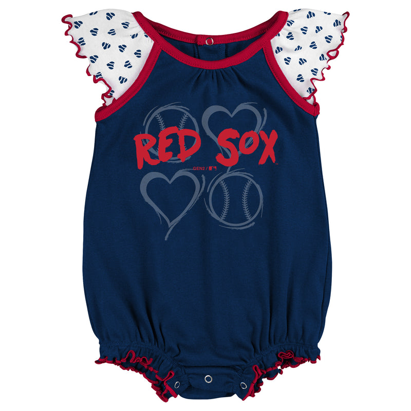 Red Sox Baby Girl Hearts Duo Bodysuit Set