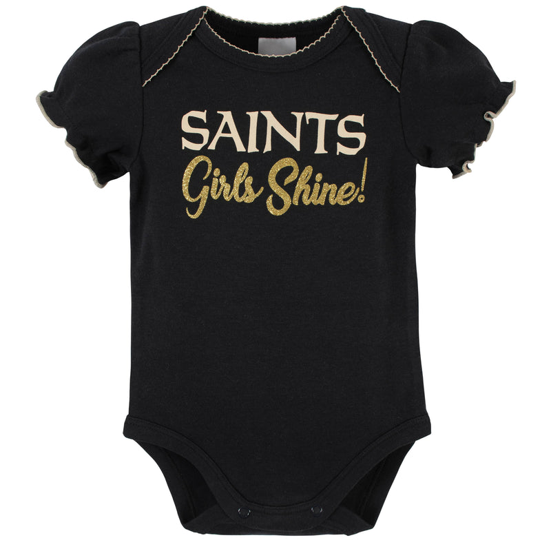 Saints Girls Shine 3 Pack Short Sleeved Bodysuits