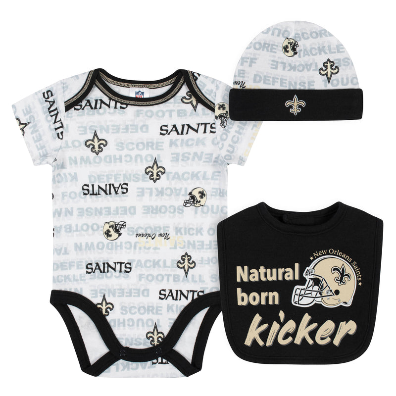 Saints Baby Boy Bodysuit, Bib & Cap Set