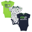 Seahawks Baby Boys 3-Pack Short Sleeve Bodysuit