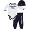 Seahawks Baby Boy Bodysuit, Footed Pant and Cap Set