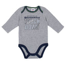 Seattle Seahawks Baby Boy Long Sleeve Bodysuits