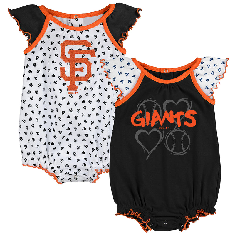 SF Giants Baby Girl Hearts Duo Bodysuit Set