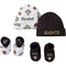 Saints 4pc Baby Knit Hats and Booties
